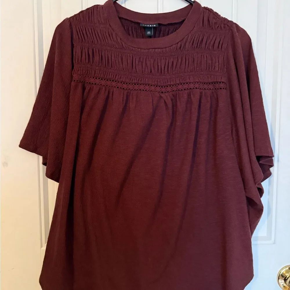 Torrid Burgundy Smocked Blouse - Size 00